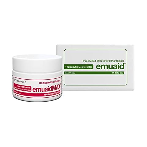 emuaid EMUAIDMAX Nail Fungus Eradicator Travel Kit - EMUAIDMAX Maximum Strength 0.5oz with Therapeutic Moisture Bar is Also Suitable for Cold Sores, Rashes, Psoriasis, Severe Boils and Bumps Nodules Cover