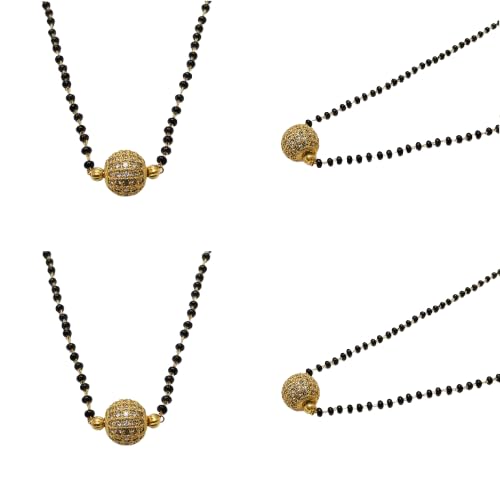 Elegant AD Stone Mangalsutra | 18 Inch Gold Plated Black Beads Chain | Traditional Fashion Jewelry for Women-image-18