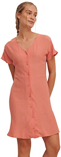NA-KD Women's Button Front Mini Casual Dress, Desert Pink, 12 UK