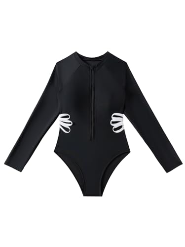 SEGT Girl's One Piece Rash Guard Long Sleeve Swimsuits Bathing Suit