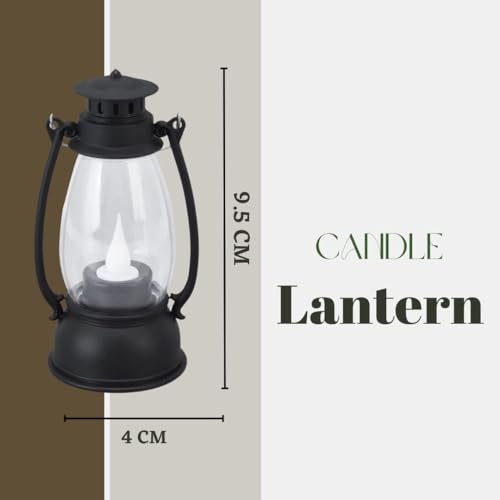 Satyam Kraft 2 Pcs Flameless & Smokeless Acrylic Antique LED Hurricane Lantern Lamp and Wall Hanging Led Candle Light Holder for Home Decor, Drawing Room, Living Room, Christmas, Valentine Decor