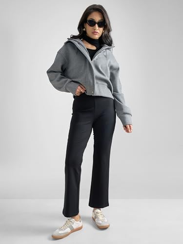 Image of Tokyo Talkies Women's Stretchable Bootcut Pants | High Rise Flared Trousers |Travel & Formal Wear|Workwear Trousers