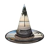 como hacer un disfraz de coco 7 DZBDWZXH Paradise Beach con hamaca, estampado de palmeras de coco y sombrero de bruja para mujer, disfraz de cosplay, decoración de fiesta de Halloween, 1 unidad