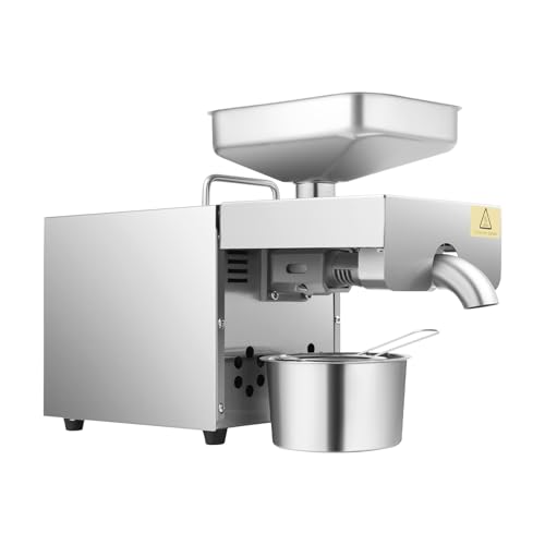 PIAOCAIYIN Automatic Oil Press Machine, 1500W Electric Oil Presser, Hot Cold Press Oil Machine, Stainless Steel Oil Extractor, Intelligent Oil Temperature Control, Oil Press for Flax Peanut