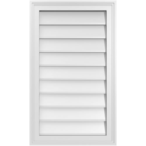 18"W x 30"H Rectangle Surface Mount PVC Gable Vent: Non-Functional, w/ 1-1/2" x 2" Brickmould Frame