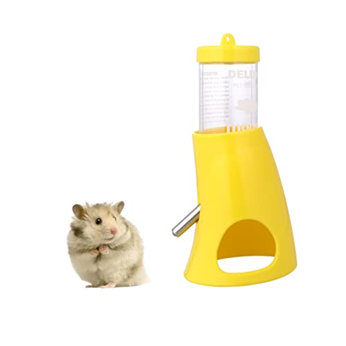 LIOOBO ハムスターの水やり器 おもちゃ うさぎのびん ハリネズミ水筒 こぼれる ねずみ ハムスターウォーターディスペンサー ハムスターウォーターボトルフィーダー 小動物の水筒 Yellow