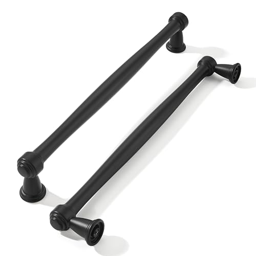 khtumeware 2 Pack 8 Inch(203mm) Black Cabinet Pulls Black Kitchen Matte Black Cabinet Handles Kitchen Cabinet Hardware for Cupboard Drawer Handles Dresser Pulls