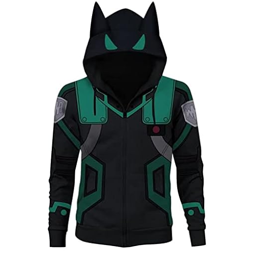 Zhongkaihua My Hero Academia Sudadera con capucha para cosplay de anime Izuku Midoriya, sudadera con estampado 3D, sudadera con capucha, de manga larga, chaqueta, Negro, M | Ya disponible en tu tienda friki favorita! En mundofriki.es!