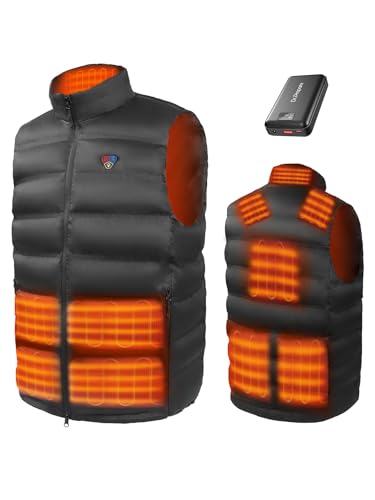 DR.PREPARE Chaleco Calefactable Chaqueta Calefactable Eléctrica para Hombre y Mujer con Batería 7,4 V 16 000 mAh 10 Zonas Calefactables 3 Niveles de Calor Ropa Calefactable para Invierno