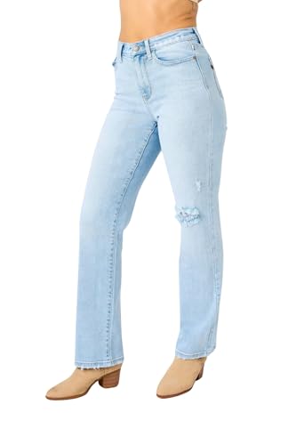 Judy Blue Women's High Waist Destroy & Back Ripped 90's Straight Fit Jeans4