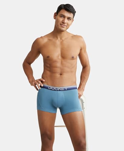Image of Jockey US20 Men's Super Combed Cotton Elastane Stretch Solid Trunk with Ultrasoft Waistband