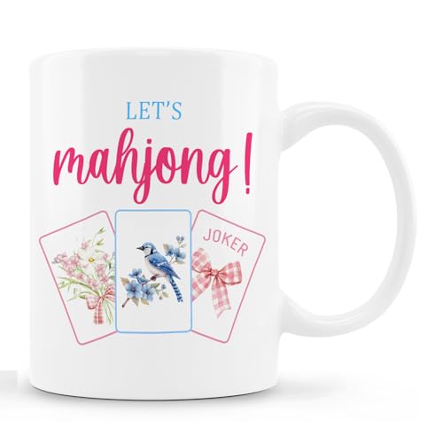 Taza de cerámica 11 oz diseño Floral Bird Mahjong miniatura 1