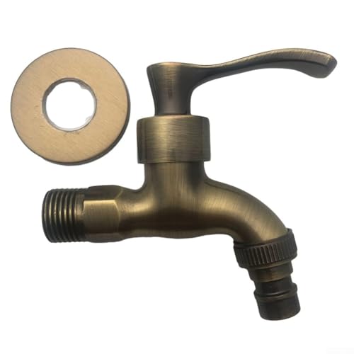 Besttoolifes Grifo de agua de latón macizo vintage montado en la pared decorativo para exteriores