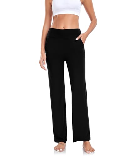 ADANIKI Women’s Yoga Pants with Pockets, High Waisted Bootcut Straight-Leg Pants for Women, Loose Comfy Modal Sweatpants3