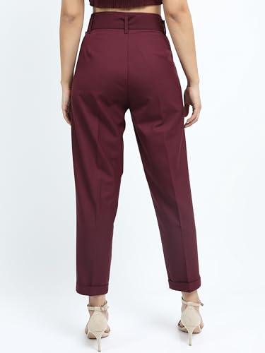 Image of Tokyo Talkies Women's Regular Fit Peg Trousers | Stretchable Trousers| High-Rise