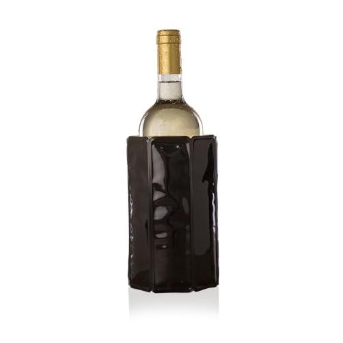 Vacu Vin Wine Cooler Sleeve – Flexible Rapid Wine Bottle Chiller – Reusable Ice Pack Sleeve – Elegant & Portable – Fits 750ml Bottles – Keeps Wine Cold in Minutes Fast, Elegant – Black