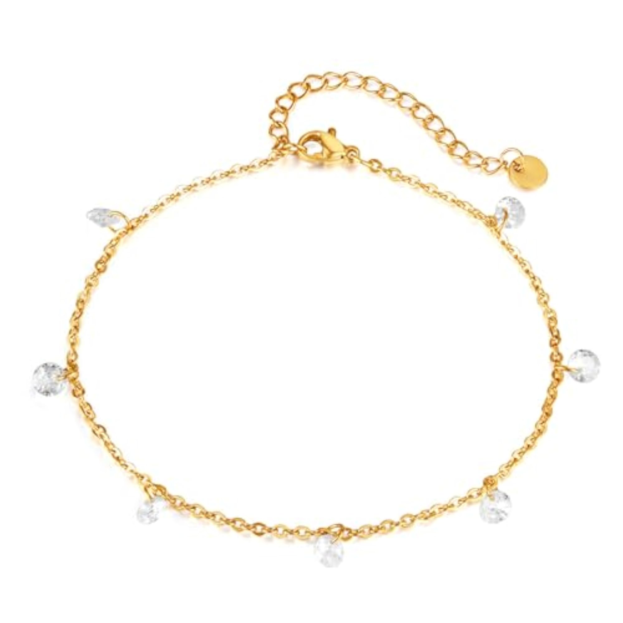 Women's Gold Plated Crystal Beads Studded Adjustable Fancy Anklet