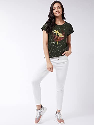 Image of Modeve Women Printed Cotton Blend Half Sleeve Round Neck T-Shirt for Summer