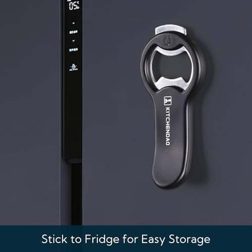 كيتشندو فتاحة زجاجات بيرة مغناطيسية 2 في 1 للثلاجة وعربة ار في مع حامل غطاء - فتاحة علب الصودا، تلتصق بالثلاجة لسهولة التخزين مع مغناطيس، هدية للرجال والزوج والاب - عبوة واحدة