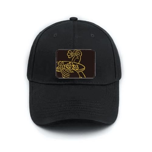 Casquette de baseball noire réglable avec motif fleur pour un style décontracté