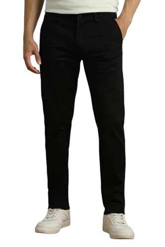 Image of Peter England Men's Super Slim Fit Stretchable Cotton Satin Casual Trousers | Office Sleek & Trendy Look