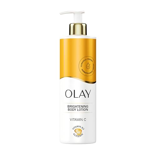 Olay Vitamin C Brightening Body Lotion, 24HR Moisturising Cream For Full Body Skin Care, Evens Skin Tone, With Vitamin C, Vitamin B5 B3, Glycerin, Smooth and Moisturised Skin, No Greasy Residue, 500ml