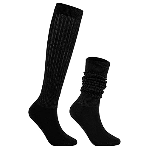 Image of Zando Slouch Socks for Women - 80s 90s Knee High Scrunch Socks Soft Long Stacked Boot Sock Warm Winter Sock Daily Wear