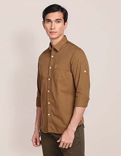 Image of U.S. Polo ASSN. Men Cotton Solid Regular Fit Shirt