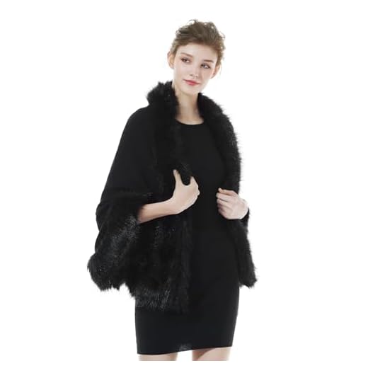 BEAUTELICATE Chal Estola Capa Mujer de Piel Sintética para Fiesta Bodas Invierno Novia