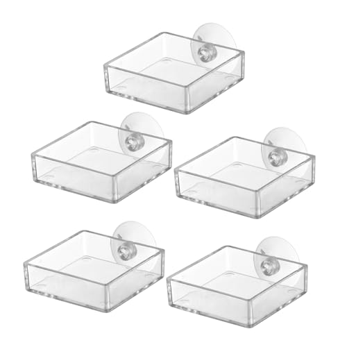 LEDMOMO 5個 空中給餌ボウル バスルームソープディスペンサー 水槽フィーダーボウル エビボウル水族館 水槽 ーナー 水族館用自動給餌器 ペット グッピー Transparent