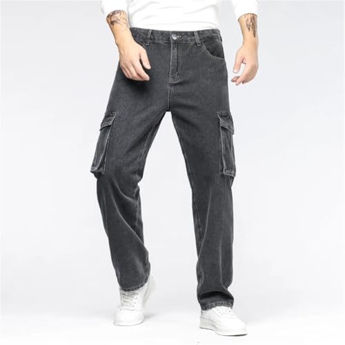 Men's Pocket Workwear Jeans Loose Straight Tube Non Elastic Wear-Resistant Denim Pant4