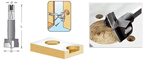 Amana Tool - 203254 Carbide Tipped Hinge Boring Bit L/H 25mm Dia x 70mm Long x 10mm Shank
