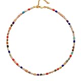 Taille : environ 16 pouces Collier De Pierres Précieuses ColoréesCollier Torque Court Superposé De Perles Pour FemmeBijoux,Coloré