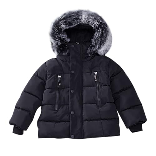 Kids Boys Down Jacket Winter Faux Fur Hooded Warm Padded Thick Outerwear Long Sleeve Puffer Snowsuit Coat Jackets