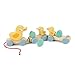 Classic Wooden Pull Along Toy - 9pc Duck Family Set : 1 Mother Duck, 2 Baby Ducks , 3 Eggs and 3 Cars - Encourages Number Learning - 18 Months+