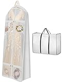 MISSLO Clear 70' Wedding Dress Garment Bag with Bride Tote Bag 8'' Gusseted Portable Dress Bags for Gowns Long 4 Pockets Dress Cover for Women