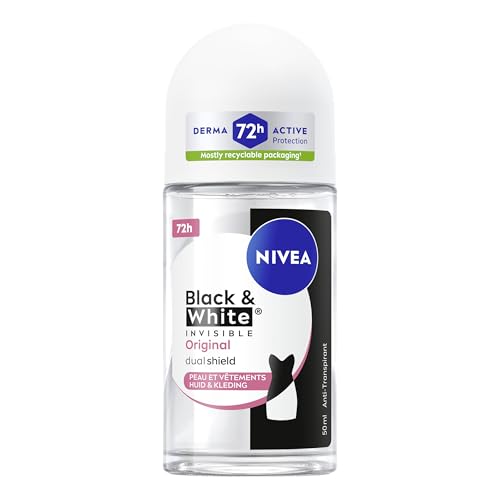 NIVEA - Déodorant Bille Black & White Invisible - Déodorant Femme 72H Anti-Transpirant Aisselles - Protection 5-en-1 Anti-Traces & Irritations - 0% Alcool -...