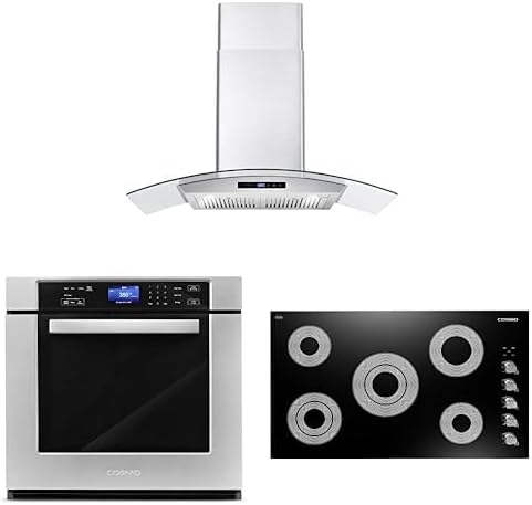 Cosmo 3-Piece 36" Electric Cooktop 36" Wall Mount Range Hood 30" Electric Wall Oven