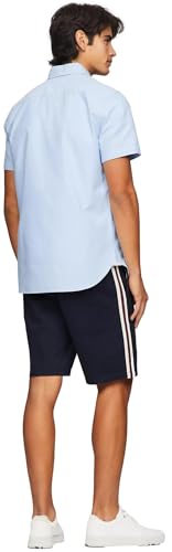 Tommy Hilfiger Men's Short Sleeve Regular Fit Stretch Oxford Shirt Collection 2024, Small, White4