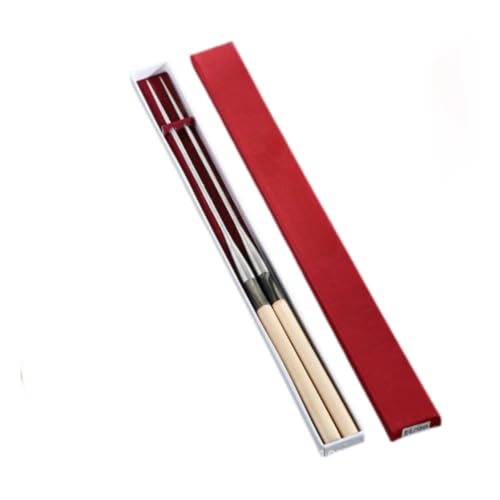 業務用 盛り付け箸 【極上白木柄】ステンレス&木 刺身・寿司箸 プロの調理場からこだわりの家庭まで ケース付き (180mm)