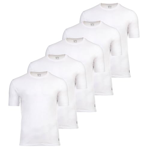 Real Madrid T-Shirts Herren 5er Pack Offizielles Lizenzprodukt | Unterziehshirts 100% Baumwolle | Fangeschenk Männer mit Logo| Weiß 2XL