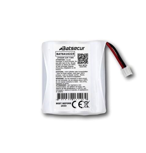 BATSÉCUR - Pile Alarme BAT6416223 Compatible 6416223, BP CLT 8000 Tyxal+, Bat CLT 8000 TYXAL+, WILPA2369B pour CLT 8000 TYXAL+ Delta Dore - 3.6V 7.8Ah Li-SOCl2