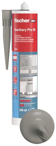 fischer Premium-Sanitärsilikon Silikon zum Abdichten & Verfugen im Sanitär- und Küchenbereich Kartusche für zahlreiche Anwendungen und Baustoffe Langzeitschutz vor Schimmel 310 ml manhattan