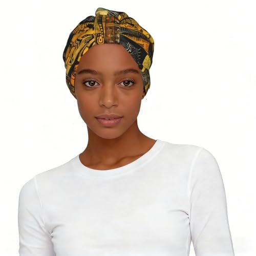 African Tribe Headscarf Beanie Turbans Cap Lady Elastic Headscarf Hat Pre Tied Head Cover Bonnet for Women