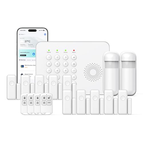 WLAN-Alarmanlage, 4G, 17 Stück, kabellos, für Zuhause, intelligent, erweiterbar, einfach zu konfigurieren, kabellose Alarmüberwachung, kompatibel mit Alexa, für Haus, Geschäft, Wohnung