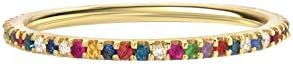 14k Gold Rainbow Eternity Band, Minimal Birthstone Stackable Ring, Handmade, Yellow Gold, Rose Gold, White Gold, Zoe Lev Jewelry