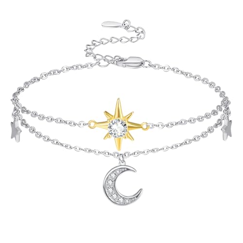 Palpitate Sun Moon Stars Bracelet Women Moon Bracelet 925 Sterling Silver Inspirational Jewelry Sun Moon Gifts For Women cover
