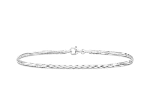 Miabella Italian Solid 925 Sterling Silver 18K Yellow Gold Plated 2mm Domed Herringbone Snake Chain Link Bracelet for Women Men Made in Italy (sterling silver Length 8 inches)