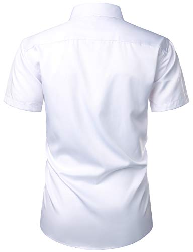 ZEROYAA Men's Casual Urban Stylish Slim Fit Short Sleeve Button Up Dress Shirt with Pocket3
