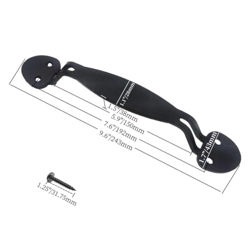 Image of 9 Inch Oval Tapered Barn Door Handle - Black Cast Iron Pull for Sliding Doors, Gates, Sheds, Fences, Closets - Indoor Outdoor Farmhouse Hardware